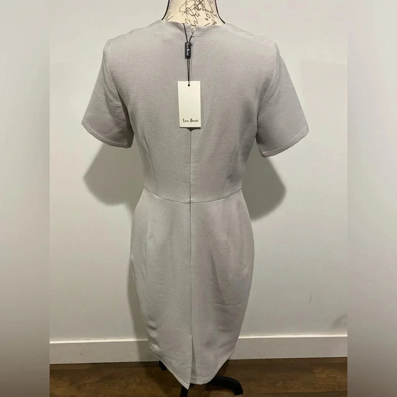 Love, Benito Square Neck Shirt Sleeve Light Gray Dress Size Large NWT - Picture 2 of 11